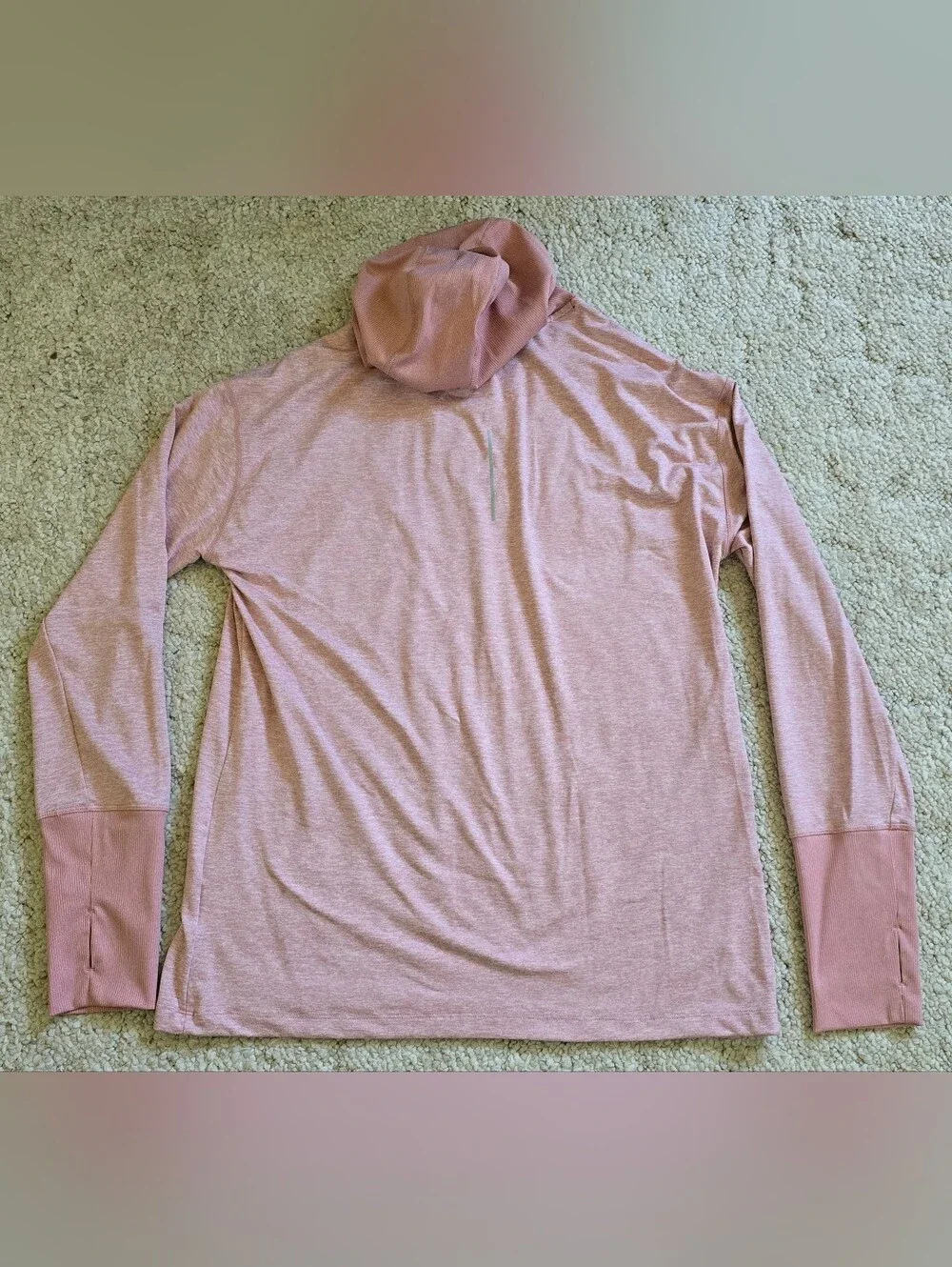 Nike Dri-FIT Shirt Womens Large Pink Hooded Long Sleeve Lightweight Running